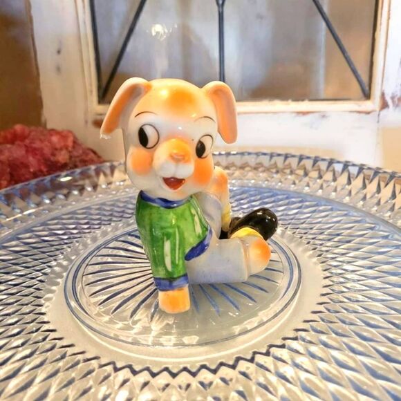 Vintage 1950's Anthropomorphic Pig Boy Handpainted Ceramic Figurine - Japan - Picture 1 of 11